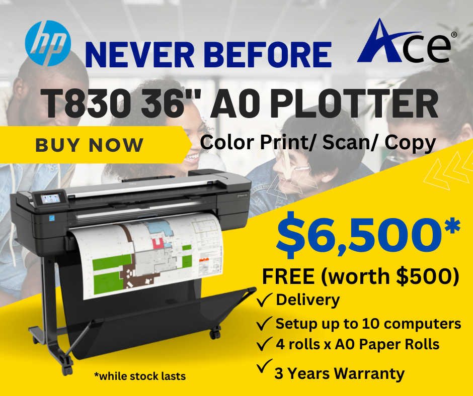 (Ready Stock) HP DesignJet T830 36-in Multifunction Printer (A0)